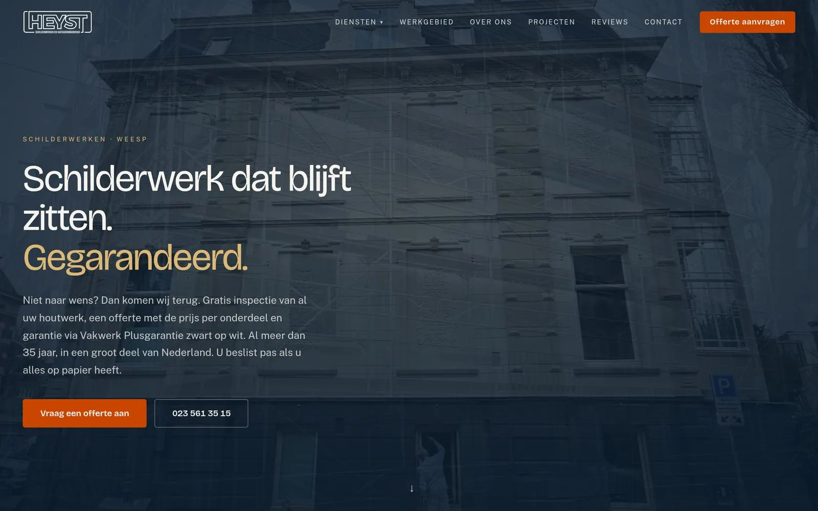 De homepage van heystschilderwerken.nl